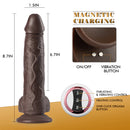Black Warrior 8.7-Inch Remote Control 3-Speed 9-Frequency 3 functions Dildo in Dark Brown