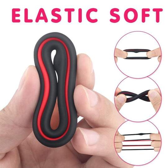 S-HANDE 1.5-Inch Premium Stretchy Longer Harder Stronger Erection Cock Ring Set - Lusty Time