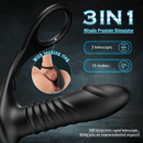 10 Thrilling Vibration 3 Thrusting Silicone Remote Control Cock Ring Anal Vibrator - Lusty Time