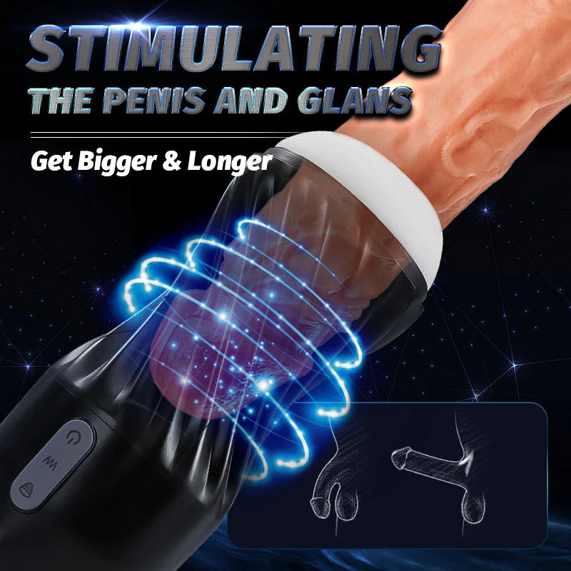 Black Cyclone 5 Vacunm Sucking 7 Vibration Modes Automatic Male Masturbation Cup - Lusty Time