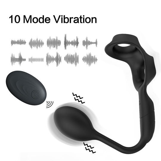 3 In 1 Vibrating Prostate Massager With Cock Ring - Lusty Time