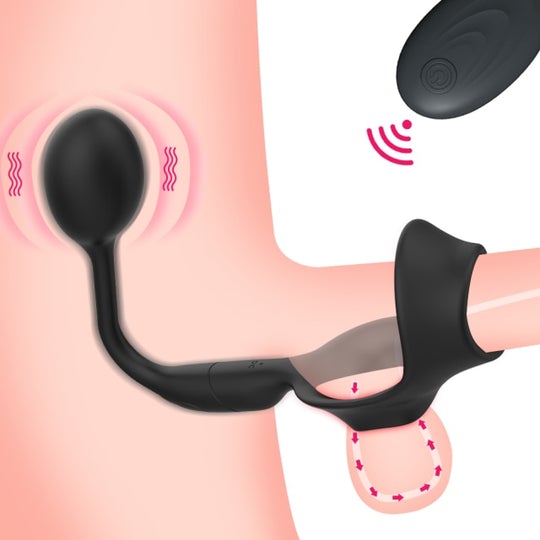 3 In 1 Vibrating Prostate Massager With Cock Ring - Lusty Time